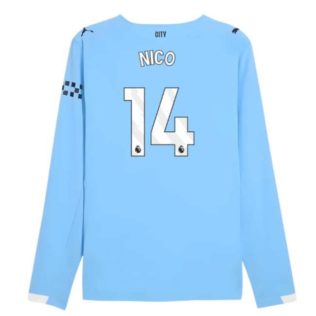 2025-2026 Man City Authentic Long Sleeve Home Shirt (Nico 14)-SoccerKits Hub | Buy Soccer Jerseys Online